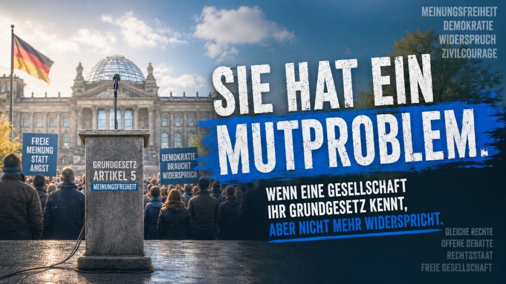Sie hat ein Mutproblem: wenn eine Gesellschaft ihr Grundgesetz kennt, aber nicht mehr widerspricht